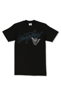 Cheehoo! Shaka Tee outlined blue