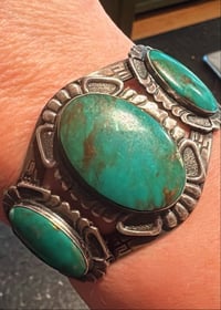 Image 4 of Vintage Fred Harvey 3 stone cuff 