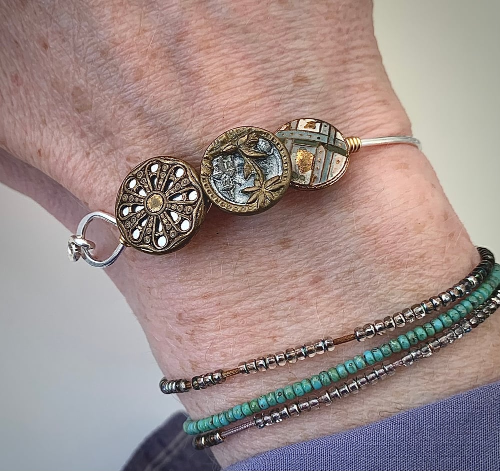 Image of "Enchanting" Silver Button Bracelet
