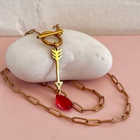 Image 2 of Gold Arrow and Red Droplet Paperclip Chain