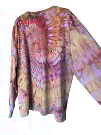 Image 8 of XL Unisex Adult Soft Long Sleeve Tee in Warm Spiral Ice Dye
