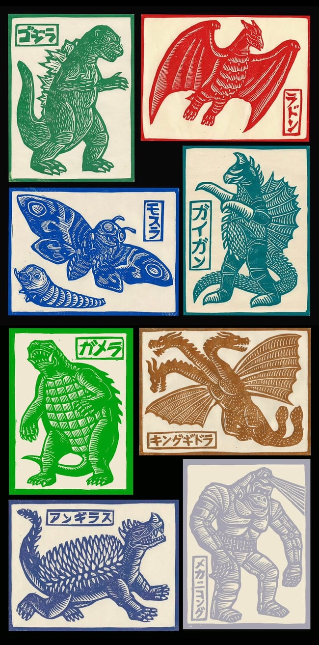 Kaiju Block Print Set