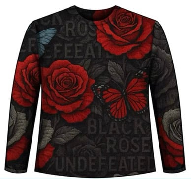 Image of Black rose tapestry crew neck (pattern 2) PRE-ORDER