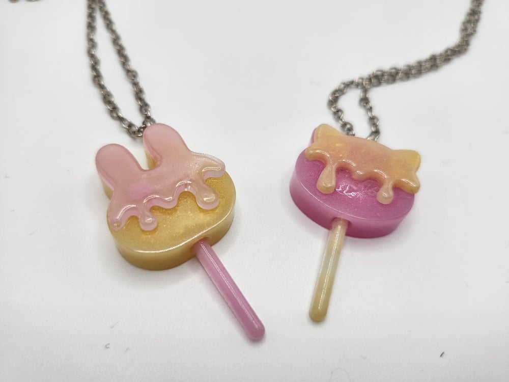 Image of Kitty & Bunny Friendship Popsicle Necklaces 