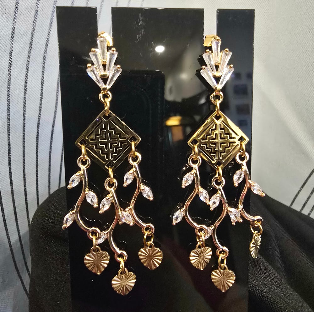 Image of Ivy Earrings - Hypoallergenic, 18K Gold Plated, Cubic Zirconia