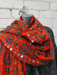 Image 2 of Thassos scarf orange and  black trim