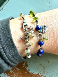 Image 20 of lapis and peridot charm bracelet