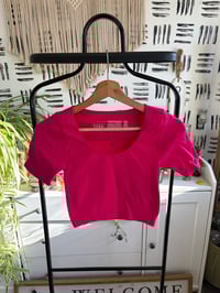 Pink crop ribbed top