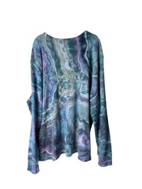 Image 5 of XXL Unisex Adult Waffle Long Sleeve Shirt in Mermaid Geode Ice Dye