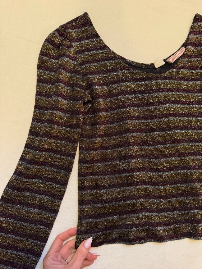 70s lurex ballet neck top