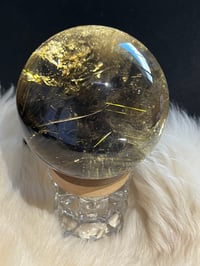 Image 2 of Golden Rutile In Smoky Quartz Sphere #1769