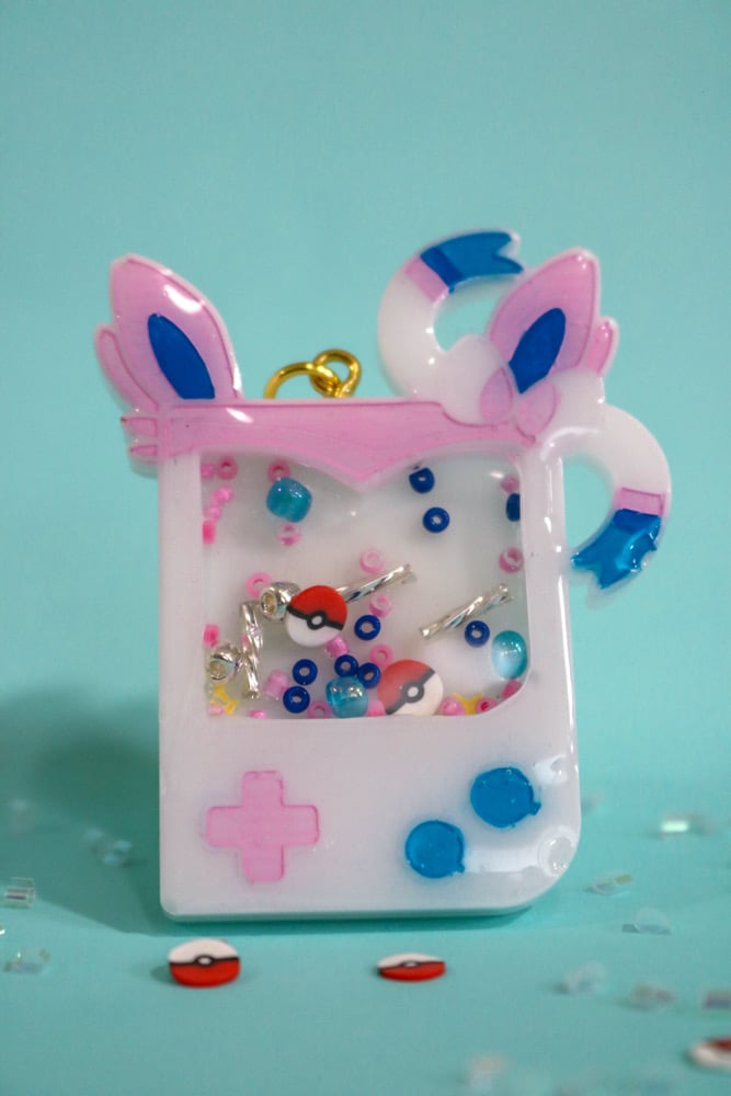 Image of Pink Poke Custom Resin Shaker Keychain