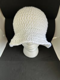 Image 2 of crochet white bucket hat 