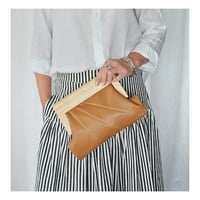 Image 3 of *NEW* Caramel Leather & Timber Clutch