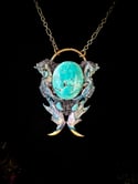 Bisected Muskrat Skull W/ Magnesite & Turquoise - Necklace 