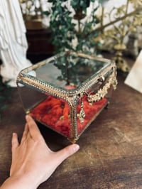 Image 2 of Beau et grand coffre en verre biseauté, velours, miroir, XIXÈME s.