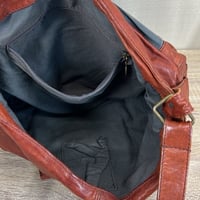 Image 4 of HANDBAG unisex genuine brown reddish leather crossbody messenger bag