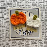 Image 3 of "Classic Pumpkins” Crocheted Planner Clips Set Of 2