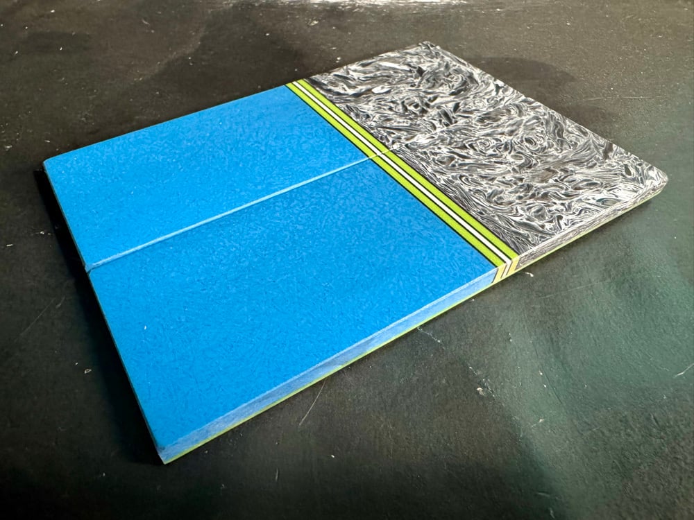 Image of Fat Carbon & Blue Glass Segmented Knife Scales