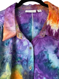 Image 4 of ♻️ UPCYCLED 3X PLUS Twill Smock Work Shirt in Earthy Rainbow Ice Dye