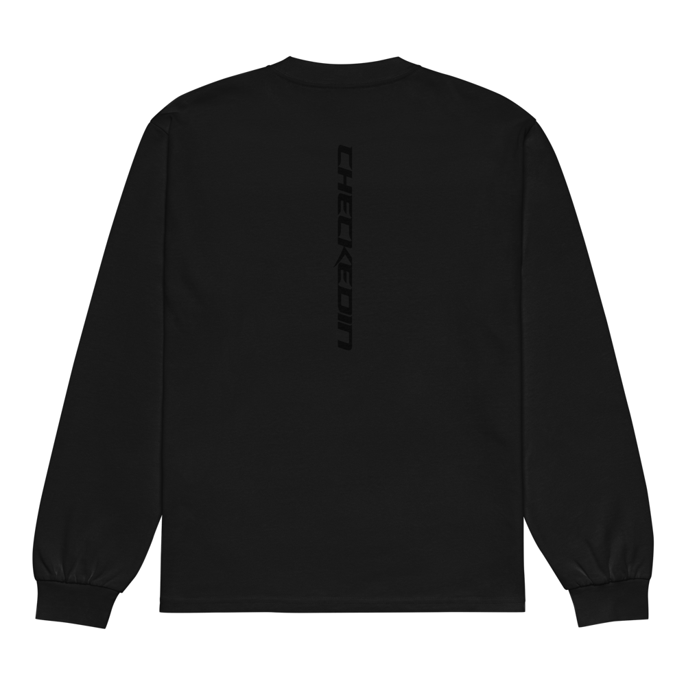 Image of Checkedin Premium Heavyweight Long Sleeve Shirt "Black on Black"