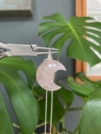 Image 2 of Rose Quartz Silver Moon Necklace 