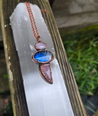 Image 3 of Electroformed labradorite and moonstone necklace