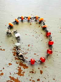 Image 3 of carnelian spiny oyster topaz and opal bracelet