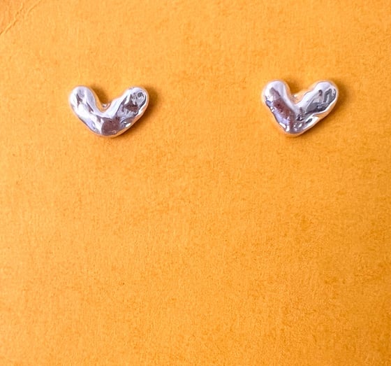 Image of Molten Silver Heart Post Earring 