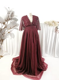Image 1 of Burgundy dress for maternity photoshoot | Jenny | size S-M-L