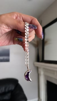 Image 1 of Amethyst night, moon pendant