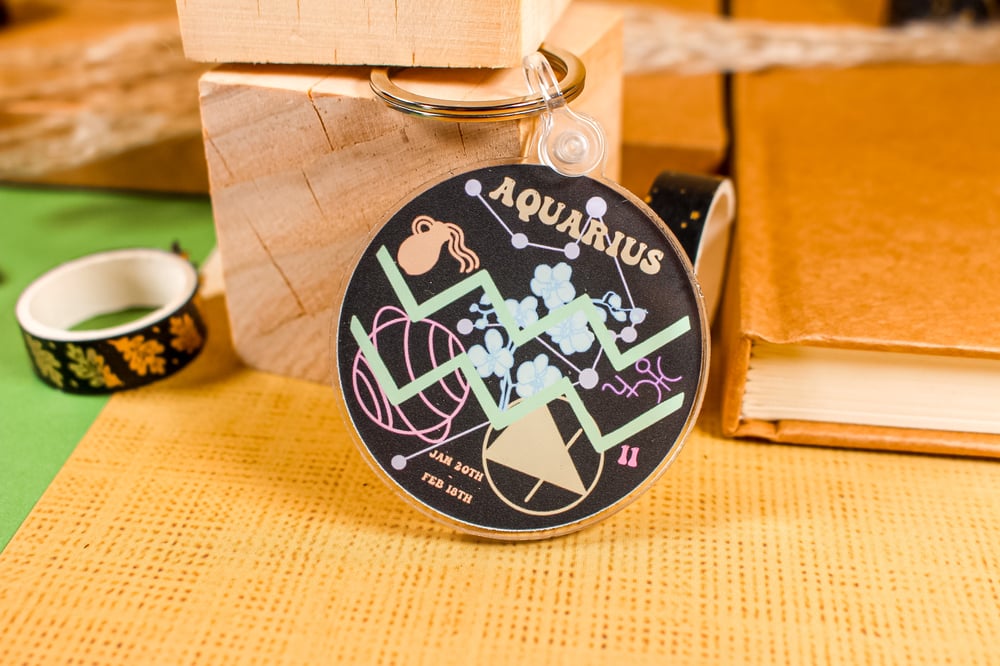 Image of Aquarius Astrology Collection | Keychain, Pin & Sticker