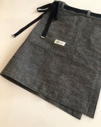 Image 4 of Handmade Cafe Apron | Couture Kitchen | 7 oz. Black Crosshatch Chambray. 100% cotton.