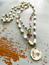 Leap double layered necklace with pearls and moonstone