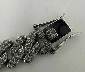 Image of Maxine 4.0Ct Classic Radiant Cut Women's Stud Earrings In Sterling Silver & Watch & Cuban Chain