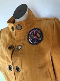 Image 2 of Upcycled “Peace” sign waist jacket