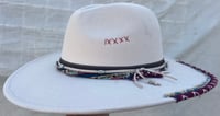 Image 3 of Off White Fedora Hat Leather & Multi Print Banda