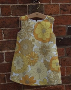 Image of Vintage 70s Fabric Baby Girl Shift Dress Sizes 12m - 3yrs 