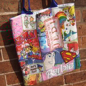 Image of Vintage Fabric Patchwork Bag Tote Shopper 