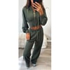 Khaki Green Cropped Zip Tracksuit 