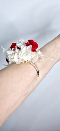 Image 4 of Red Rose & White Hydrangea Wrist Corsage