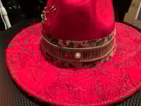 Image 1 of Candle Christmas Hand-Burned Narrow Brim Hat