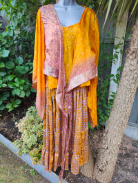 Image 6 of Zara Spilt Skirt- Sari fabric yellow and nude ish
