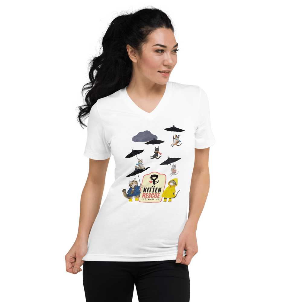 Image of "It's Raining Kittens" Unisex Short Sleeve V-Neck T-Shirt