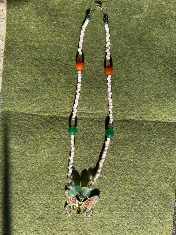 Image of Beautiful butterfly necklace 💙🦋🧡✨