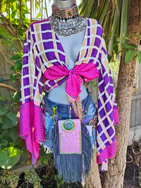 Image 4 of Stevie sari top with tassle- purple and pink 6-14