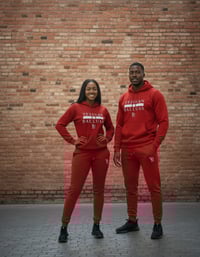 Image 1 of YB Red Heavy Blend Fleece Jogger Suit