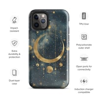 Image 4 of Blue and Gold Celestial Moons Design Tough Case for iPhone®