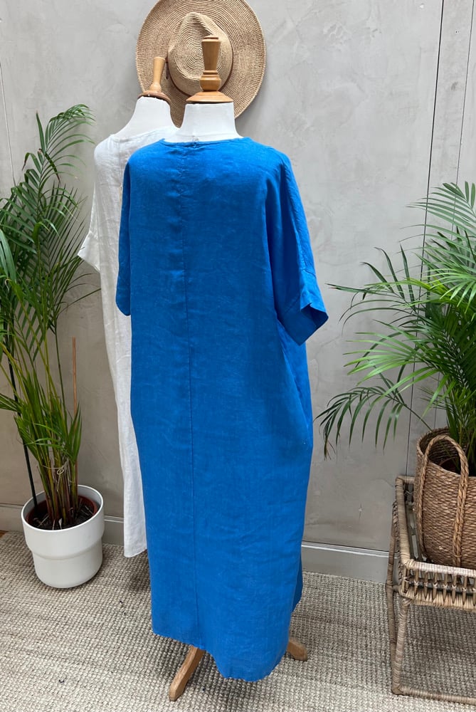 Image of Robe En Lin Diane Bleu Céleste