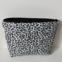 Image 4 of Handmade Quilted Leopard Makeup Bag – Grey Cosmetic Bag